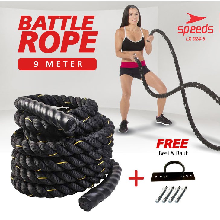 Jual SPEEDS Battle Rope 9 Meter | Tali Fitness Battling Ropes Gym 024-5 ...