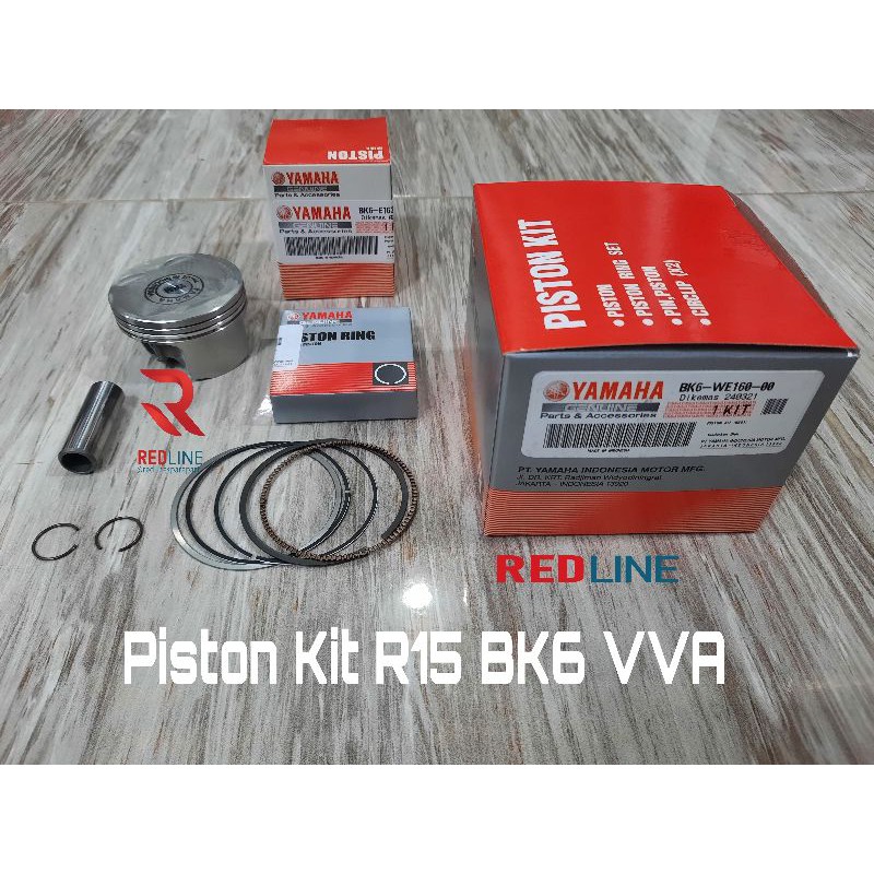 Jual PISTON KIT PISTON SEHER YAMAHA R15 VVA BK6 58 MM PIN 14 ORIGINAL ...