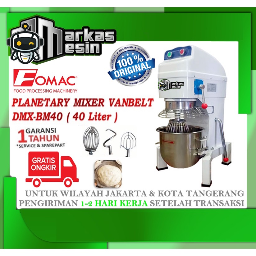 Jual Planetary Dough Mixer Vanbelt 40 Liter Mixer Roti DMX-BM40 FOMAC ...
