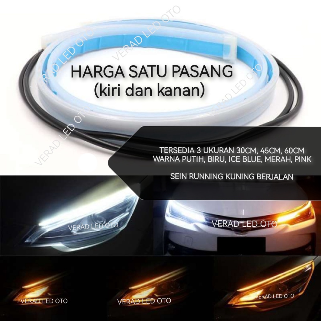 Jual lampu led alis running mobil motor 12Volt 12 V 30cm 45cm 60cm ...