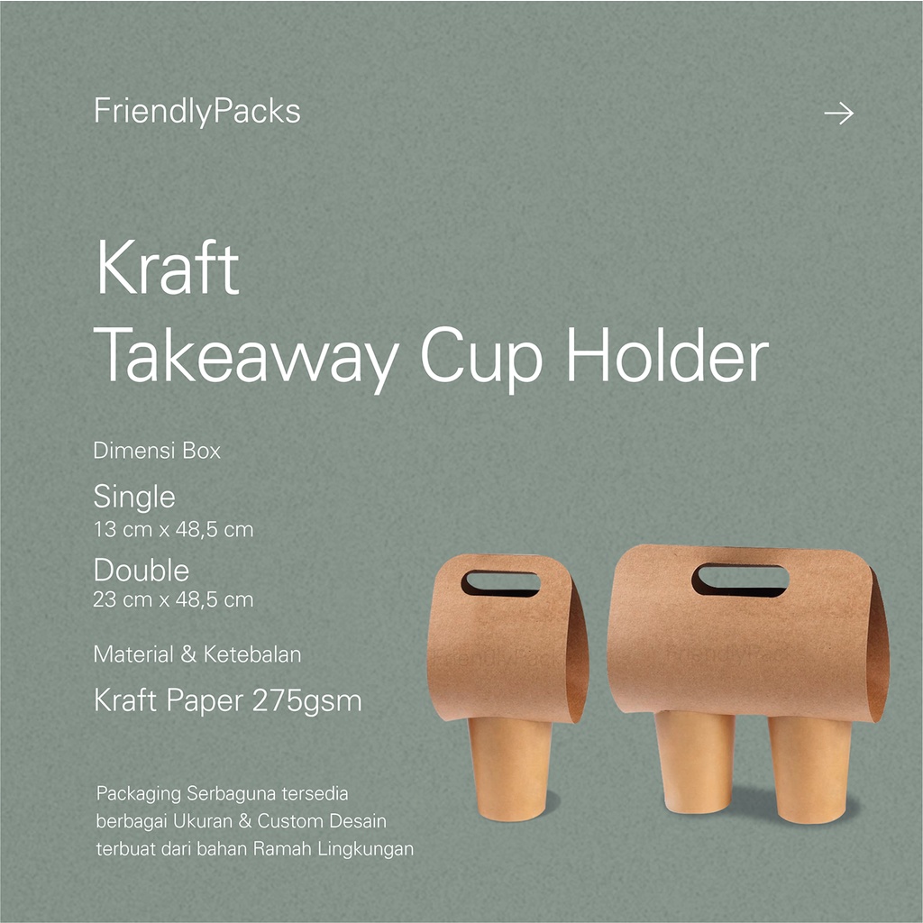Jual Paper Cup Kraft Holder with Handle / Tatakan Gelas Takeaway ...