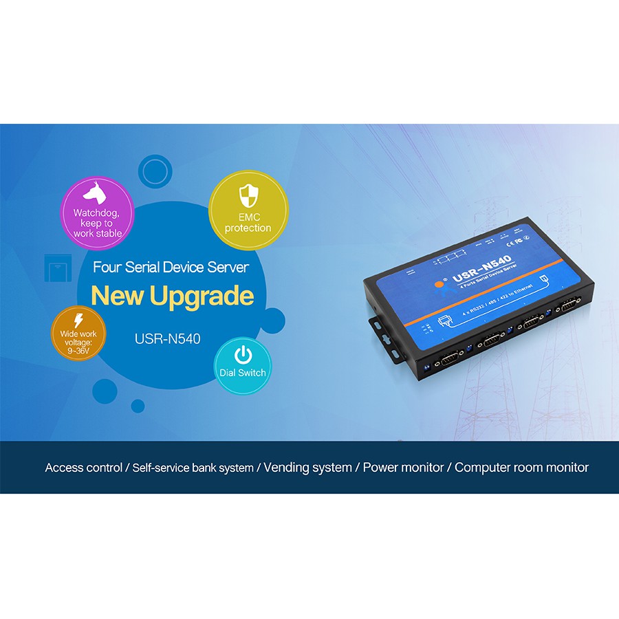 Jual USR-N540 4 Ports Serial to IP Converters RS232 RS485 RS422 to ...