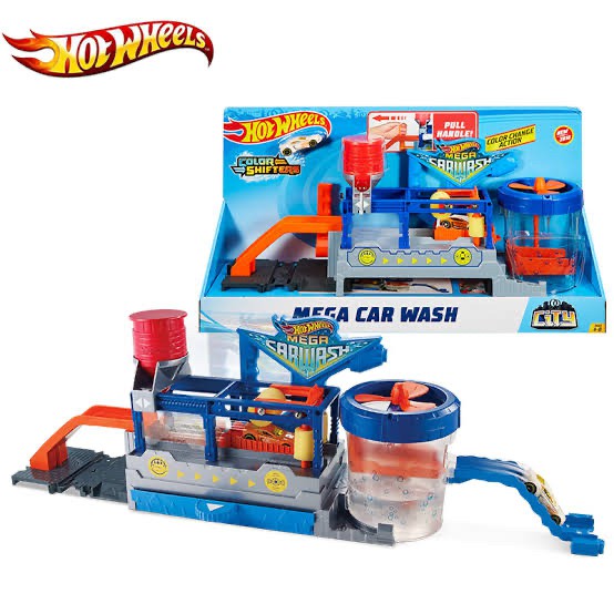 Hot wheels color change mega store car wash