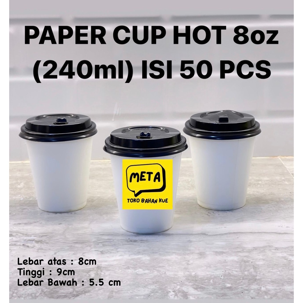 Jual 50 Pcs Paper Hot Cup 8 Oz Coffee 240 Ml Gelas Kertas Kopi Paper Cup Cup Tahan Panas 0463