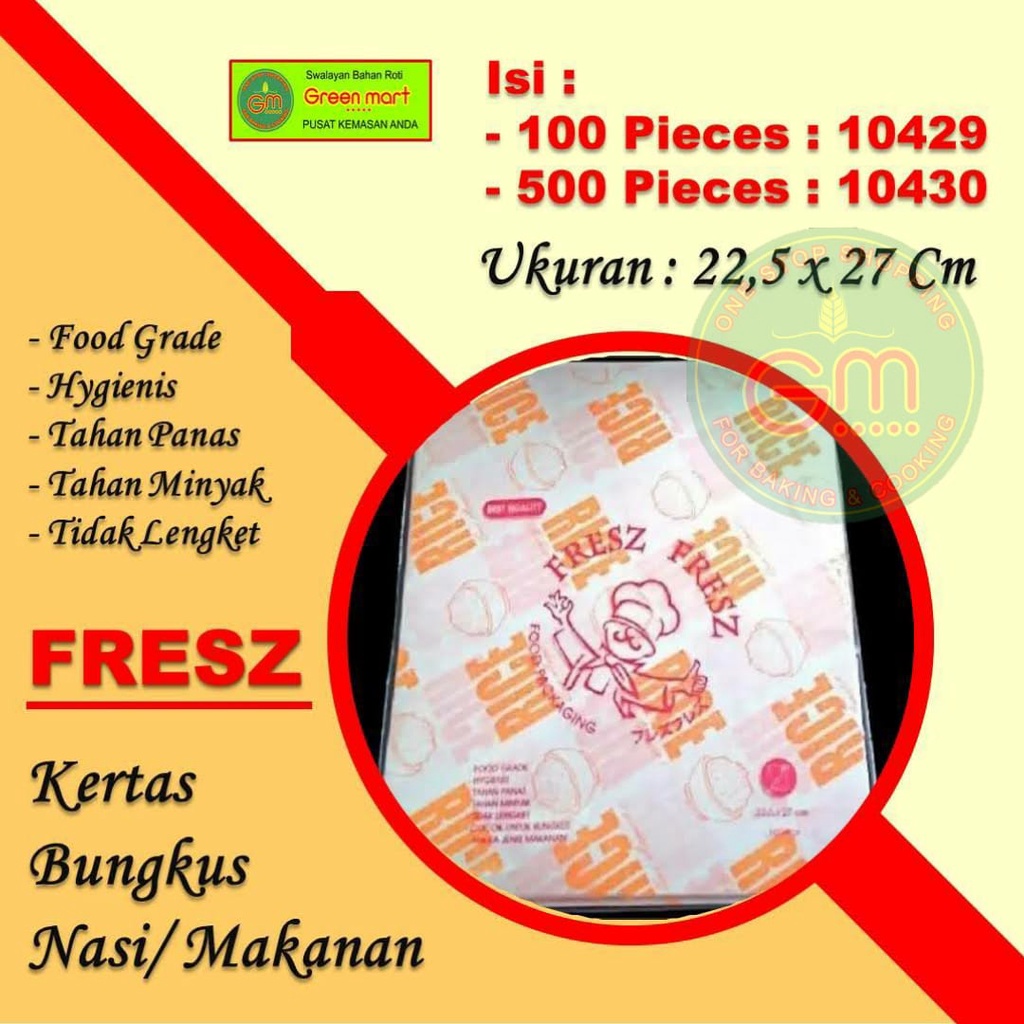 Jual Kertas Pembungkus Nasi Laminasi Print Kertas Nasi Kfc Merk Fresz Ukuran 225 X 27 Cm 1 Pack 6322