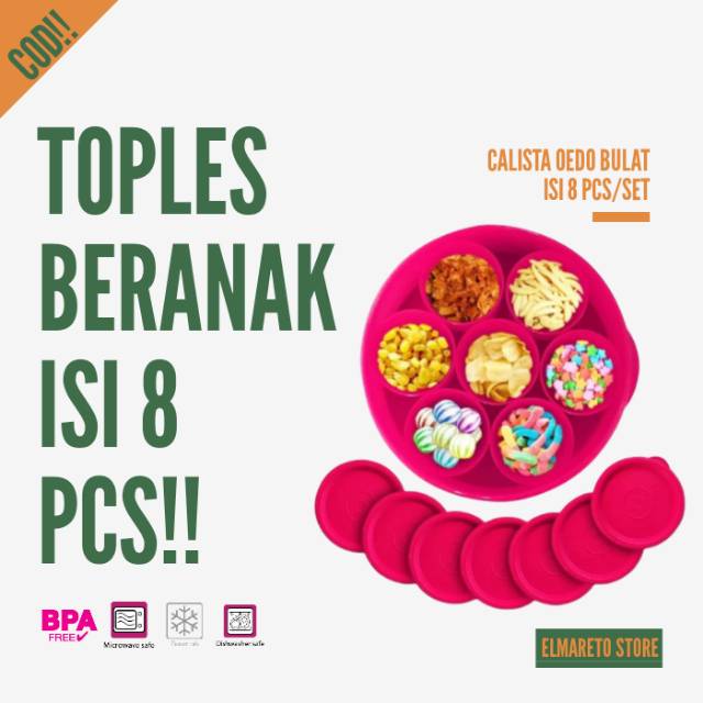 Jual Toples Calista Oedo Bulat Isi Container Tempat Penyimpanan Makan