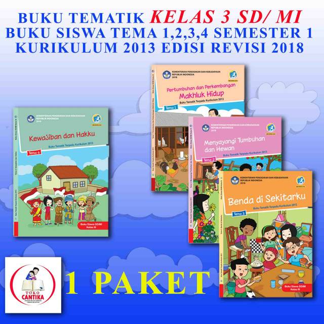 Jual Sepaket Buku Kelas 3 SD Tema 1234 Semester 1 - Modul Tematik ...