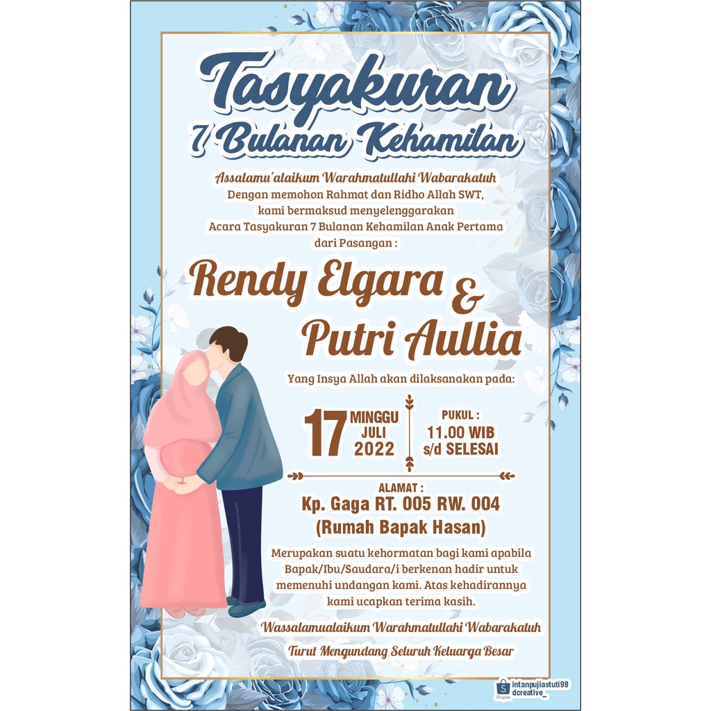 Jual Undangan Tasyakuran Kehamilan / 7 Bulanan / 4 Bulanan / 3 Bulanan
