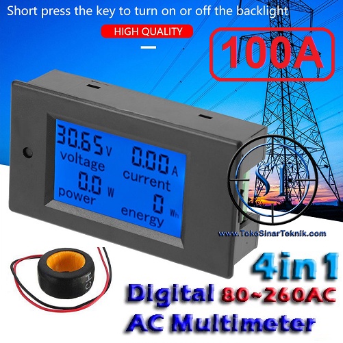 Compteur D'énergie Monophasé AC - Voltmètre, Ampèremètre, Watt, Kwh, Fréquence - Marque AiLi