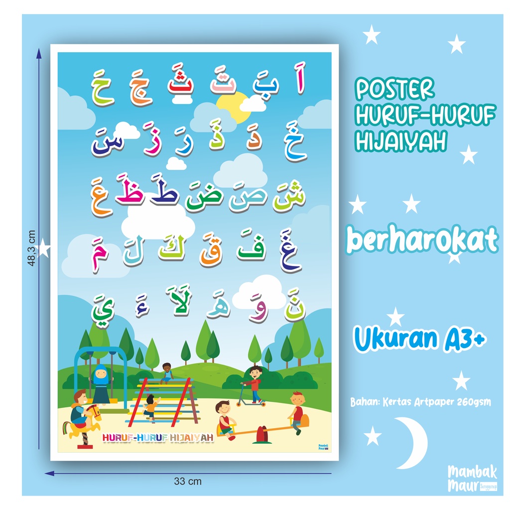 Jual POSTER DINDING UNTUK ANAK HURUF HIJAIYAH BERHAROKAT DAN TANPA ...