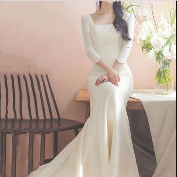 chinese dress ladies Pearl Mermaid Wedding Dresses Off the Shoulder Bridal Dress 222173   Viniodress