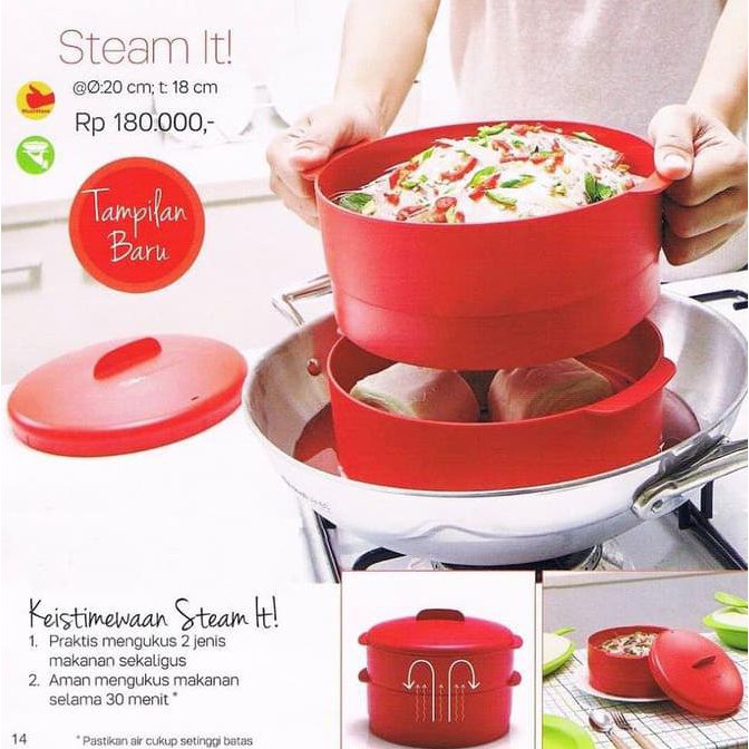 Jual Steam It Merah Kukusan 2 Susun Tupperware Alat Makan Minum ...