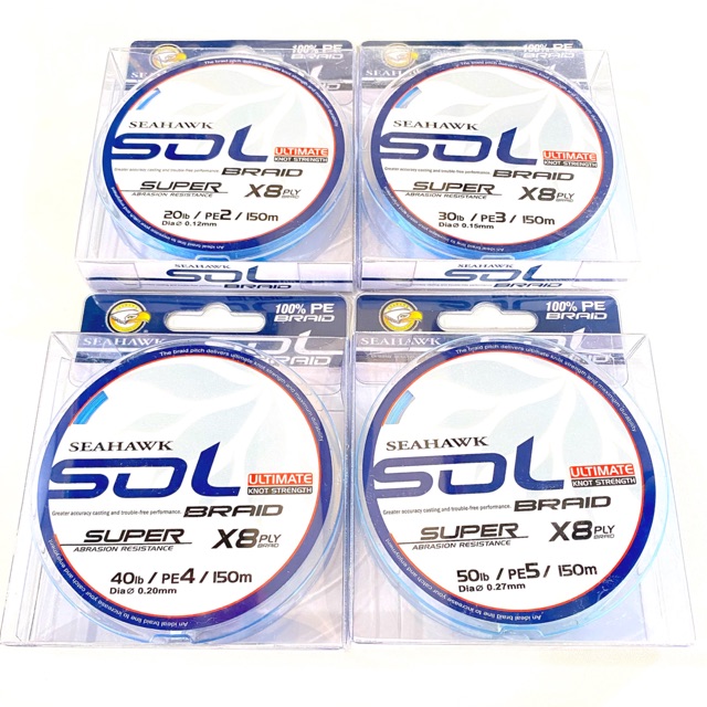 SEAHAWK SOL X8 UL ULTRALIGHT BRAIDED LINE 150m