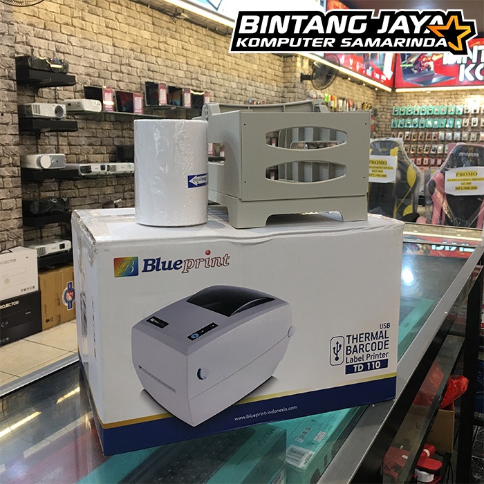 Jual Paket Printer Thermal Barcode Label Resi BLUEPRINT BPTD110