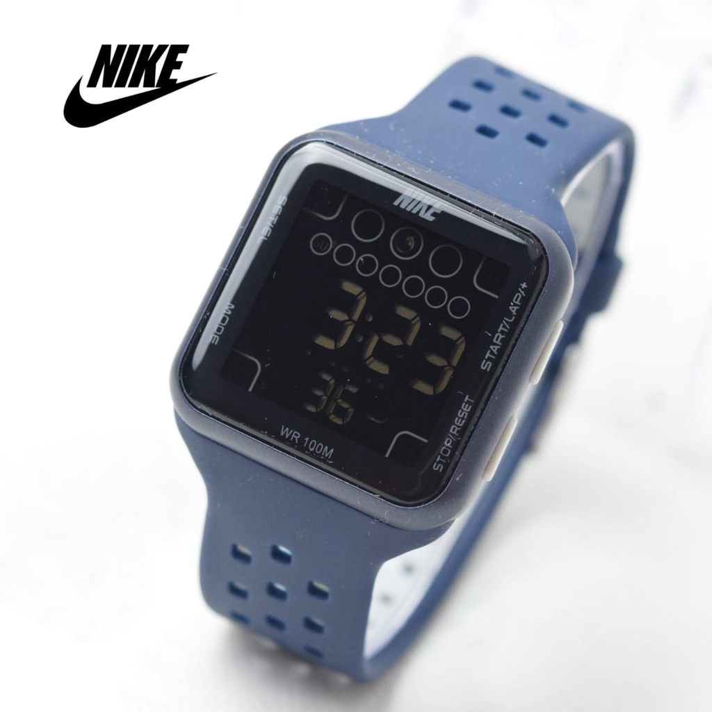 Jam Tangan Wanita Nike Digital Tali Rubber Body Segi Tanggal Hari Aktif