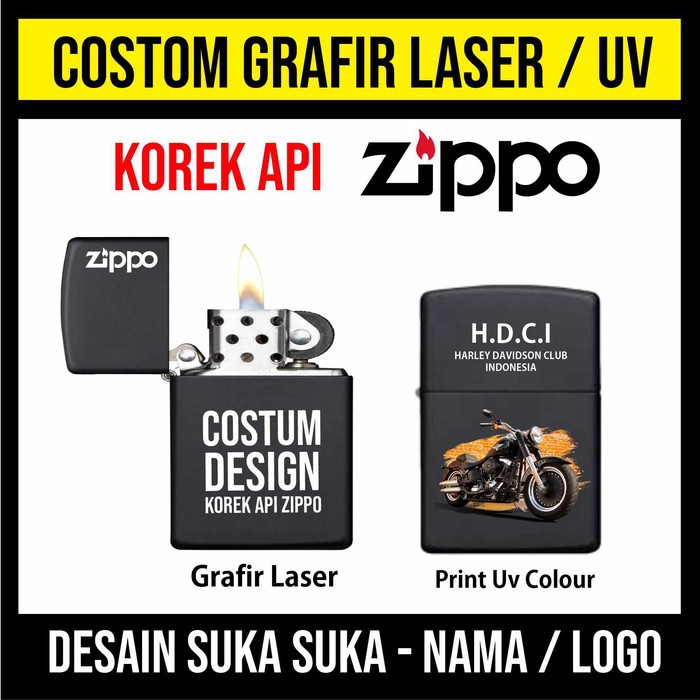 Jual Custom Cetak Print Uv Korek Api Zippo Lighter Sisi Minimal