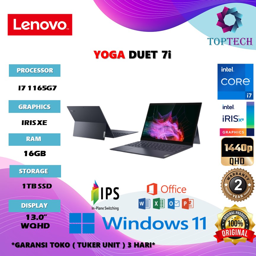 Jual Laptop Lenovo Yoga Duet I Touch Wqhd Ips In I G Ram Gb Tb Ssd Irisxe W