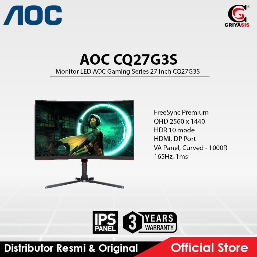 Jual Monitor LED AOC Gaming Series 27 Inch CQ27G3S | Shopee Indonesia