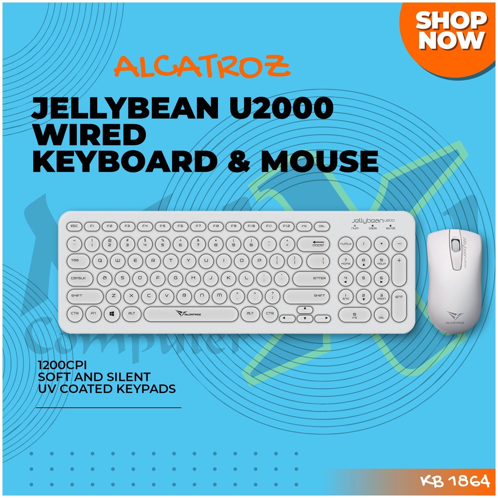 Jual Alcatroz Jellybean U2000 1200 CPI Soft and Silent Keys Combo Wired ...
