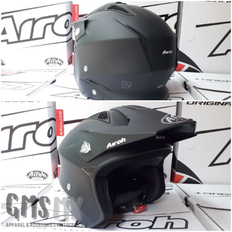 Jual HELM AIROH TRR-S HALF FACE BLACK MATT, HELM AIROH HALF FACE