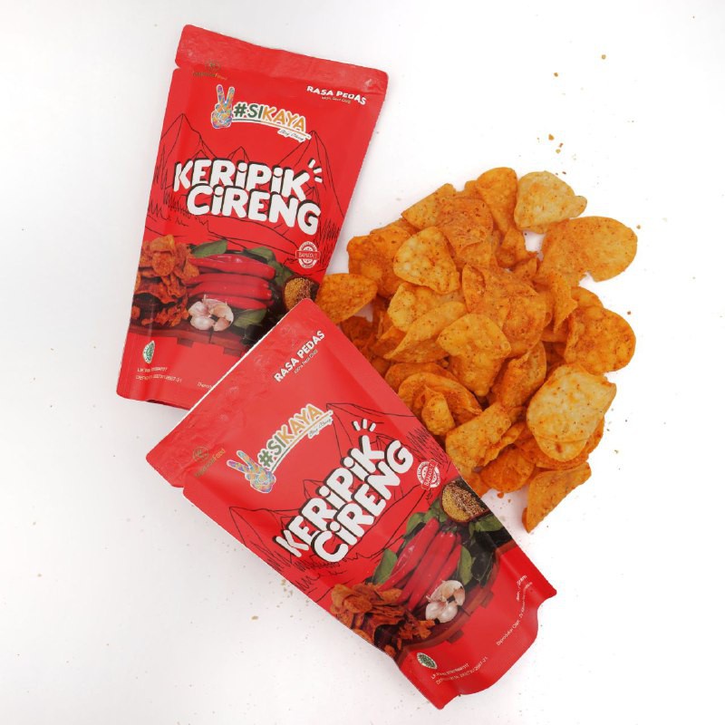 Jual Keripik Cireng Sikaya 55 Gram Halal Mui Rasa Pedas Cemilan Snack