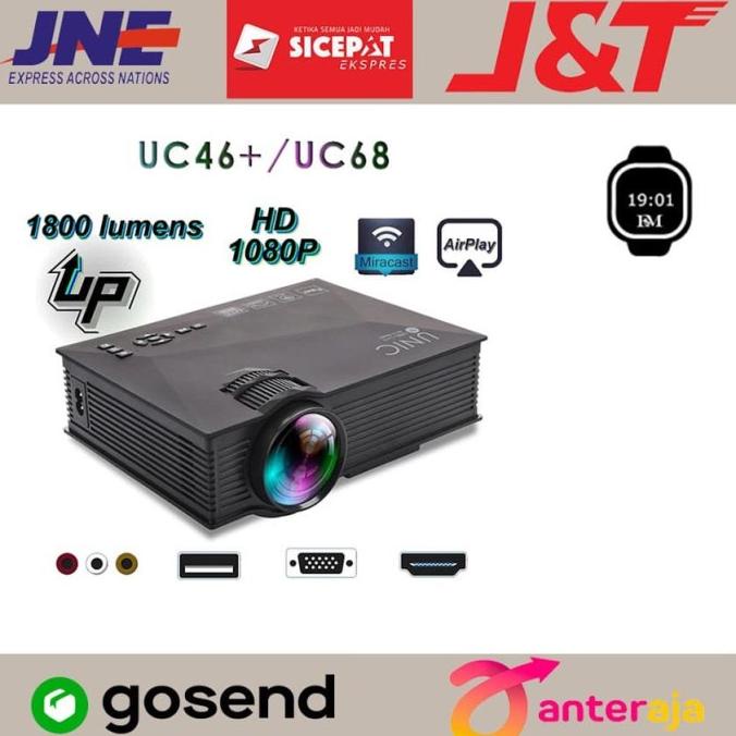 Jual Proyektor UNIC UC 68 UC46+ LED Projector UC68 1800 Lumen WIFI 1080 ...
