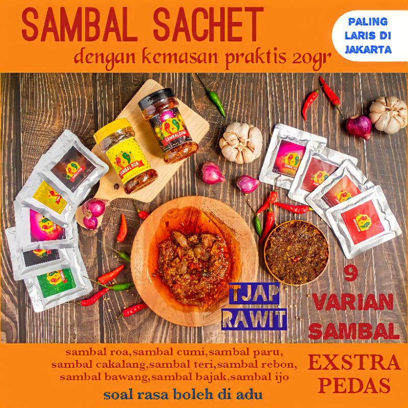 Jual Sambal Sachet Tjap Rawit Sambal Cumi Sambal Roa Sambal Bawang