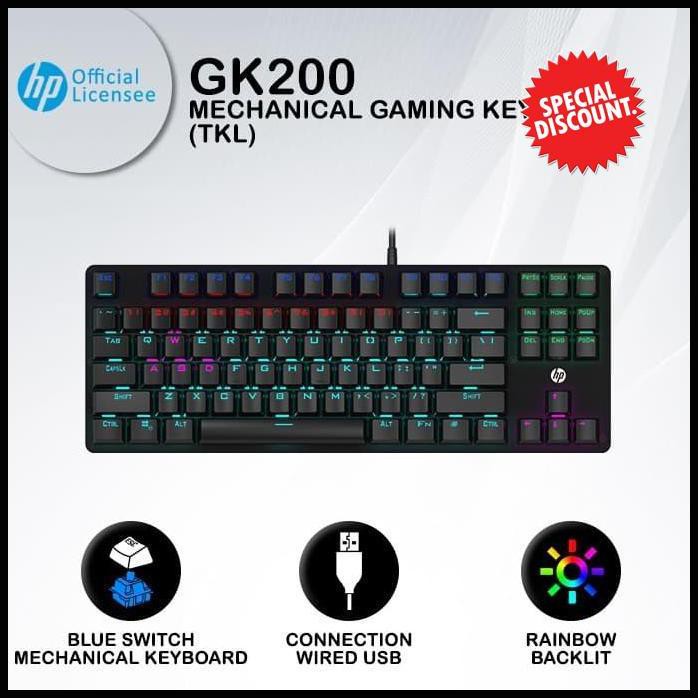 Jual Keyboard Gaming Hp Gk200 Rgb Blue Switch Tkl Mechanical Keyboard
