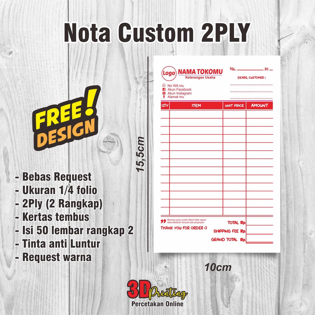 Jual NOTA USAHA CUSTOM 2PLY 2 RANGKAP TERMURAH | Shopee Indonesia