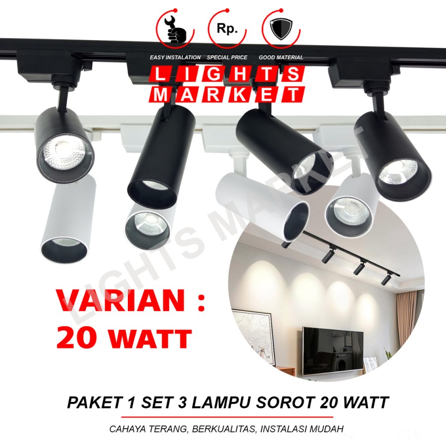 Jual Paket 1 Set 4 Lampu Rell Track Led Sorot Lampu Sorot Tracklight