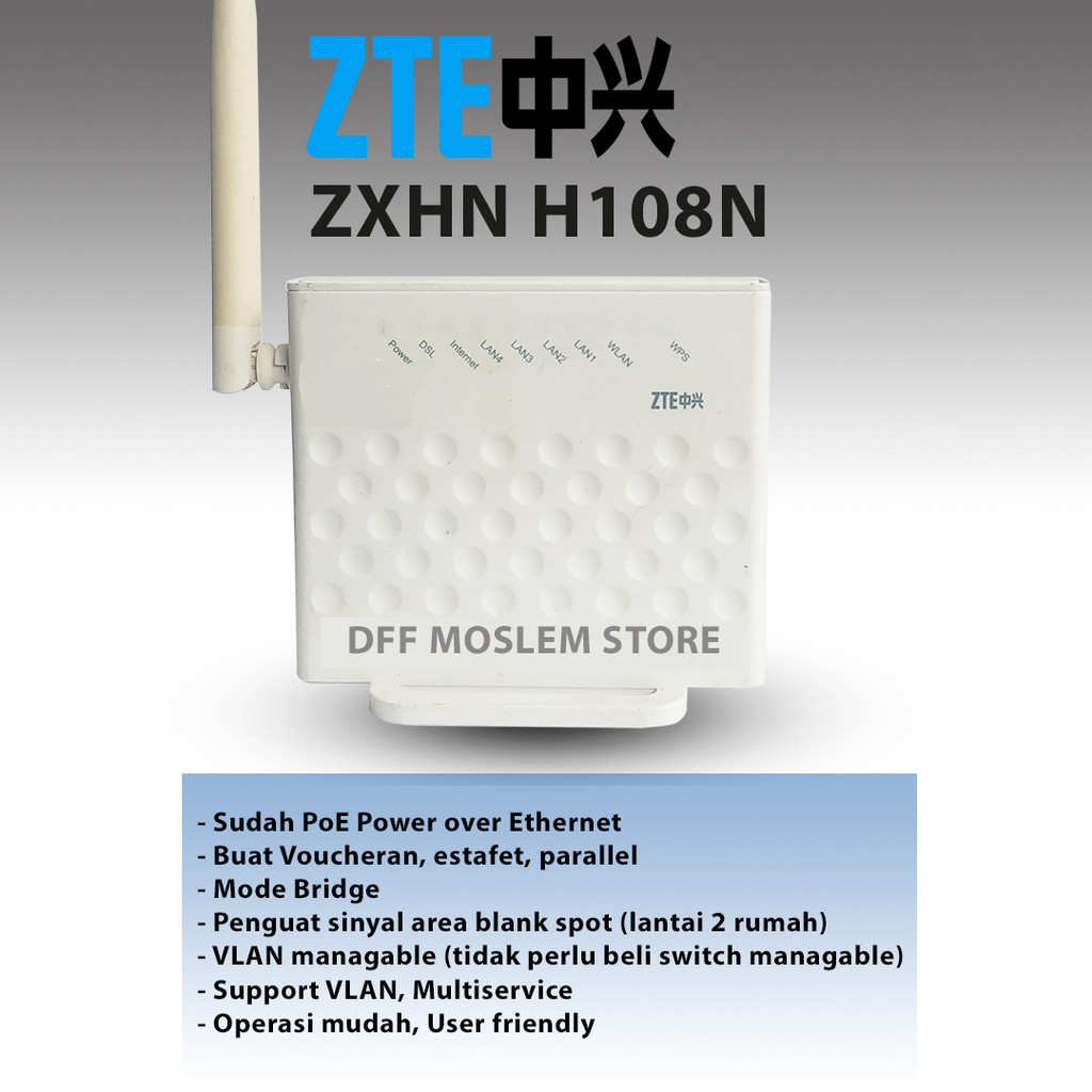 Jual Modem Router Wifi ZTE ZXHN H108N Bisa Voucheran Managable Switch