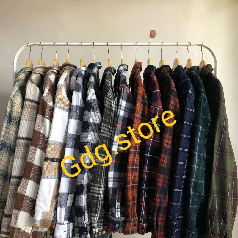 Jual Kemeja Flanel Impor Pria Wanita Distro Flanel Lengan Panjang Kemeja Kotak Kotak Pria