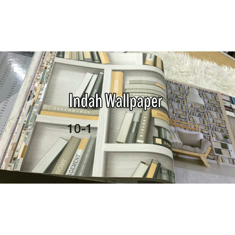 Jual Wallpaper Dinding Motif Rak Buku Susun 3D Natural SF | Shopee ...
