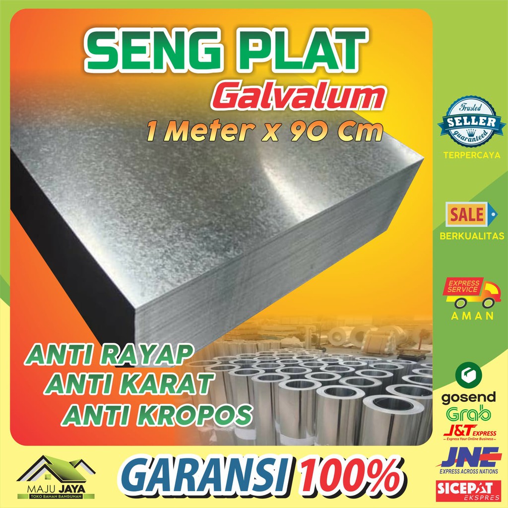 Jual Seng Plat Galvalum Zincalum Anti Karat 90 Cm Talang Atap Gerobak ...