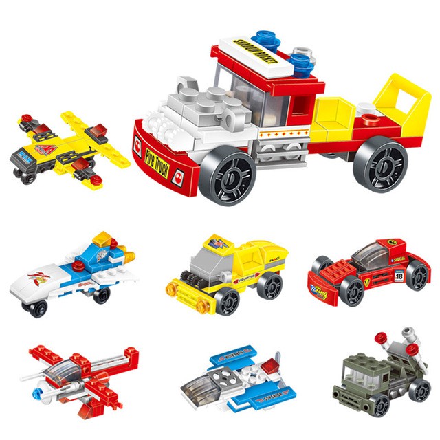 Mini Lego Bricks Mobil Truck Boat Tank Helicopter Bisa jadi 3 Model