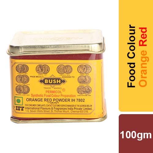 Jual BUSH Synthetic Orange Red Food Colour Powder ( IH7802 , 100gms Tin