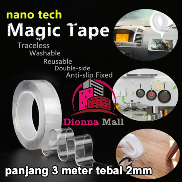 Jual Nano Magic Double Tape Bening Tahan Air 30mm X 3meter Acrylic Wasable Tebal Shopee Indonesia