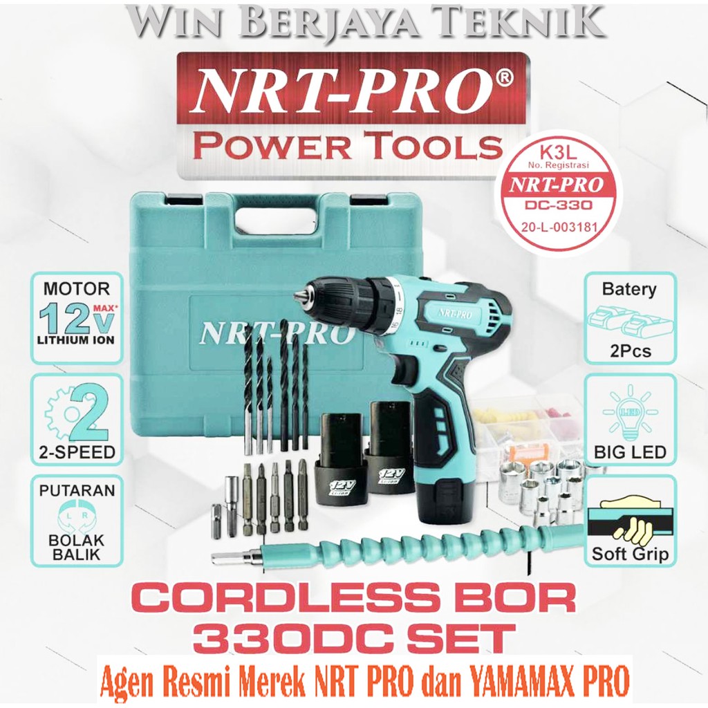 Jual Mesin Bor Cordless Nrt Pro 330 Set Bor Baterai Nrt Pro Dc