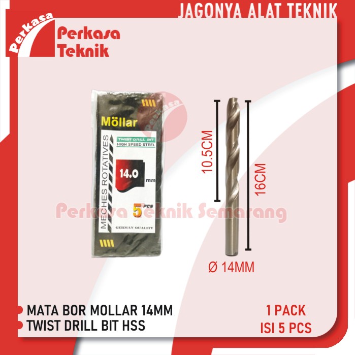Jual MOLLAR MATA BOR BESI KAYU ALUMINIUM 14MM HSS PUTIH DRILL BITS ...