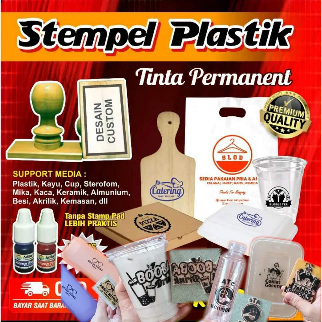 Jual Stempel Plastik Cup Gelas Sterofoam Mika Kayu Polymailer Standing Pouch Tinta