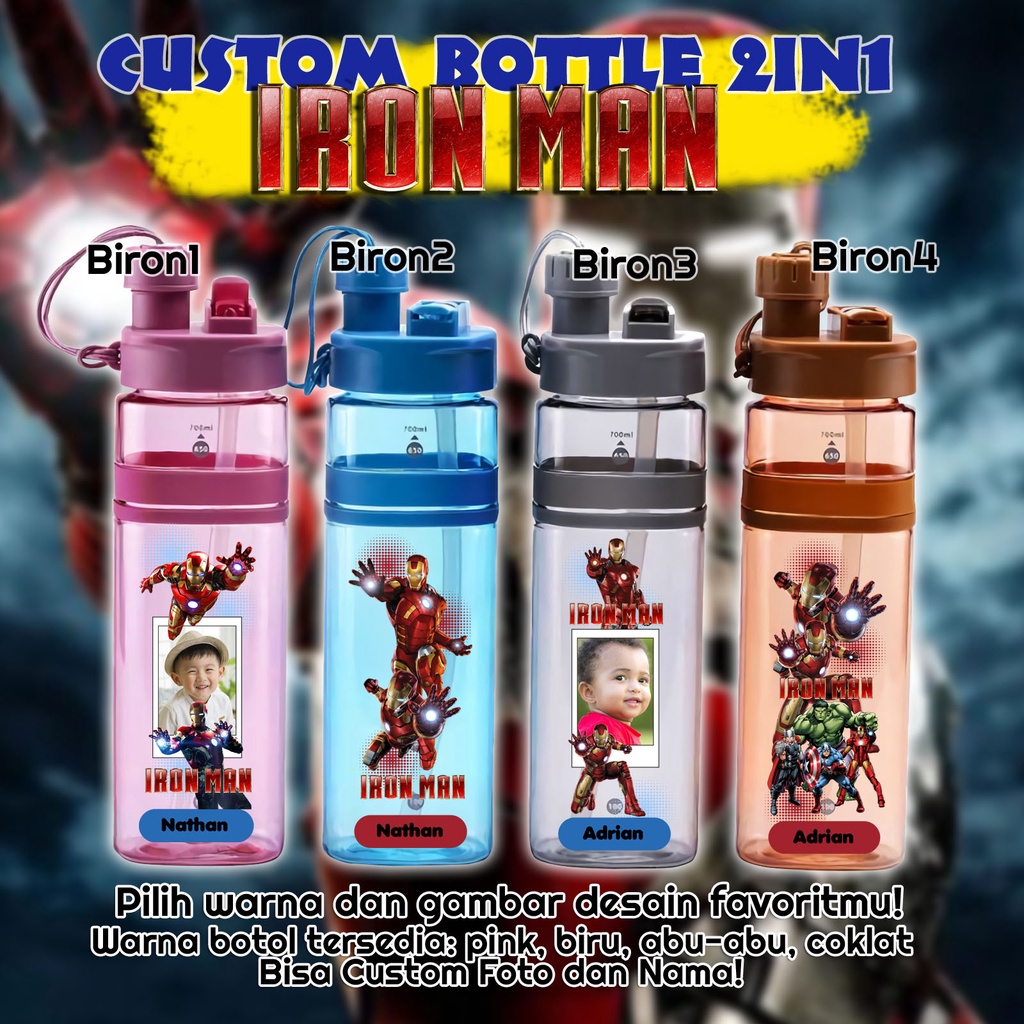 Jual Custom Botol Minuman - 2in1 & My Bottle - Gambar IR ON MAN ...