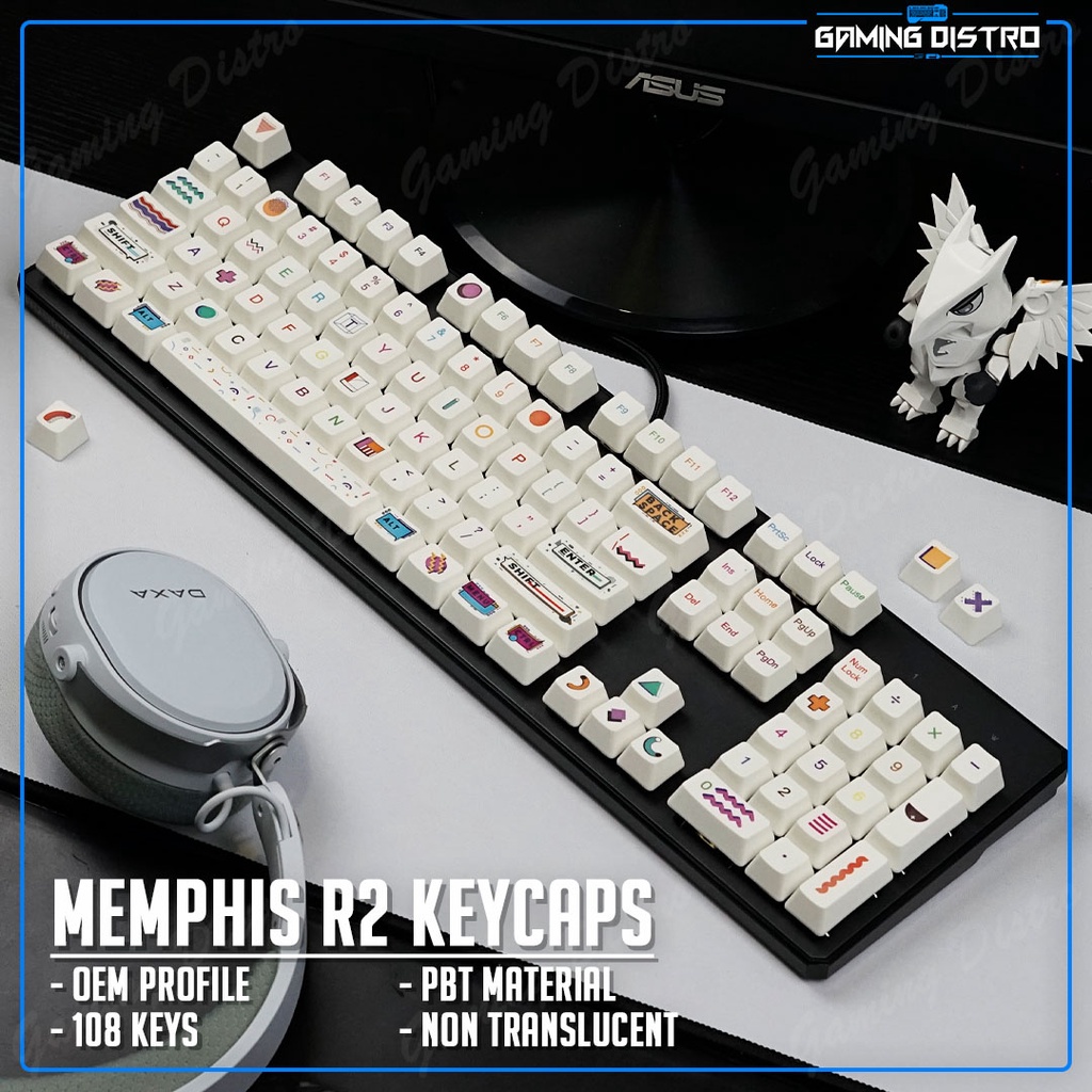 Jual Memphis R2 PBT Dye Sub 108 Keycaps Set for Mechanical Keyboard ...