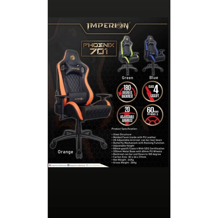 Jual Imperion Gaming Chair Phoenix 701/Kursi Gaming Imperion Phoenix ...