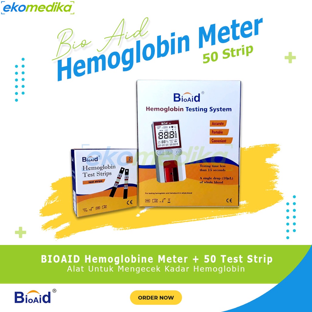 Jual Alat Cek Test Hemoglobin HB BIOAID Hemoglobine Meter + 50 Test ...