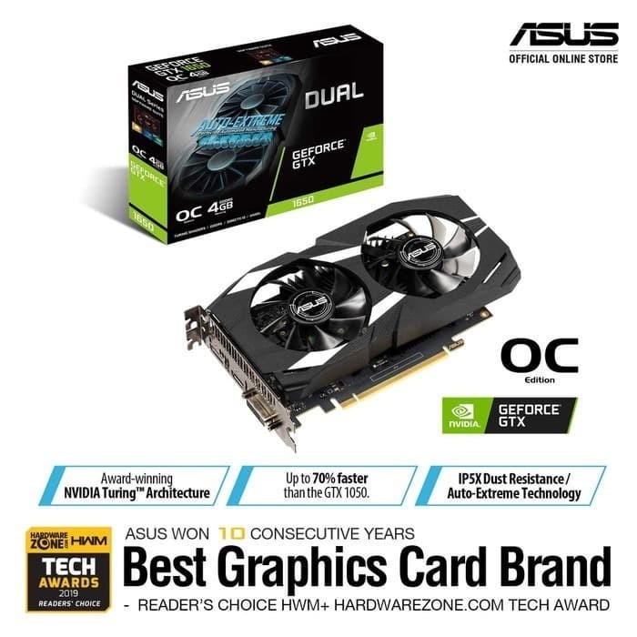 Jual ASUS DUAL GTX 1650 4G OC GDDR6 1650 4GB 128BIT VGA CARD NVIDIA ...