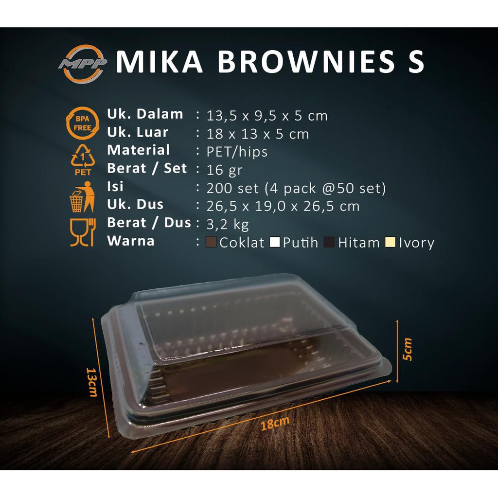 Jual MIKA BROWNIES UKURAN S POLOS/ MIKA BROWNIES KECIL/ MIKA KUE MURAH ...