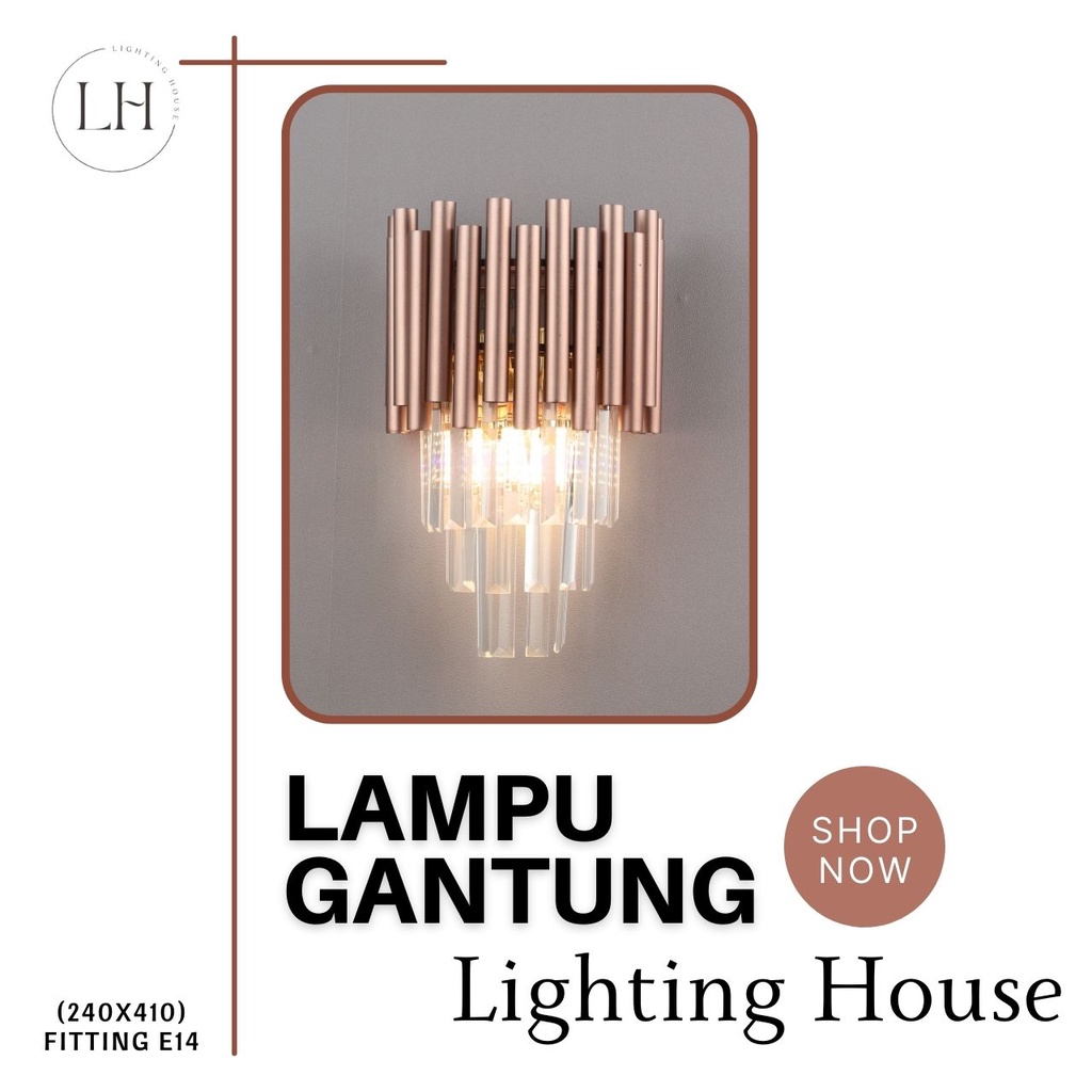 Jual Lampu Plafon Ceiling Kristal 2 Tingkat Lighting Modern Minimalis