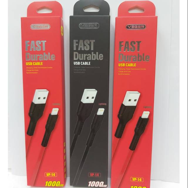 Jual CABLE DATA VEGER VP-14 / FAST DURABLE /IPHONE AND TYPE C USB 100cm ...