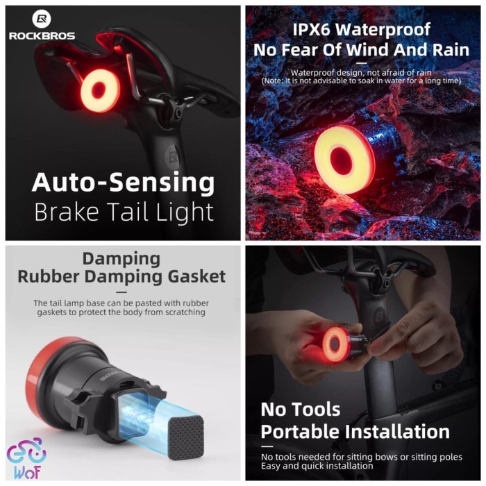 Jual ROCKBROS BL-S1 Smart Brake Bicycle Lamp Rear Light Seatpost Saddle ...