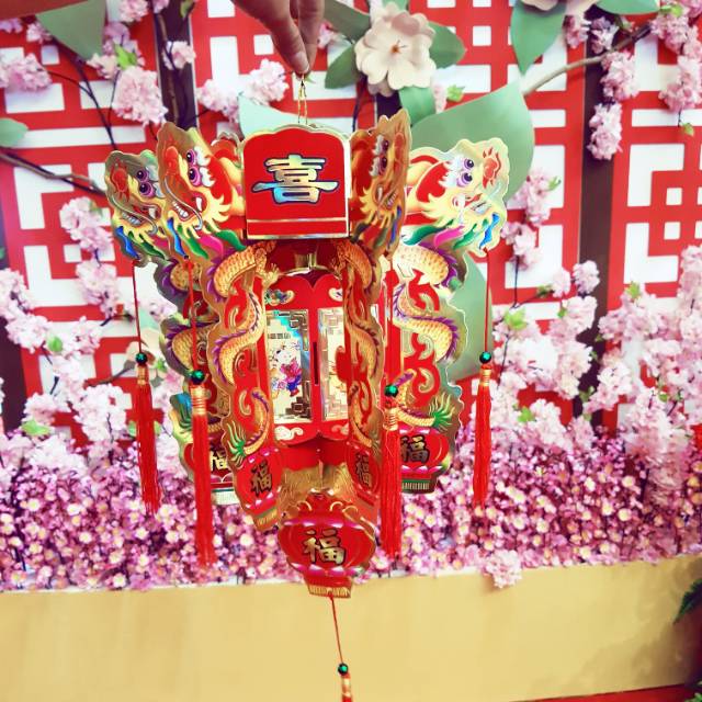 Jual LAMPION 3D NAGA KERTAS LIPAT TENLUNG IMLEK DEKORASI CAFE HIASAN